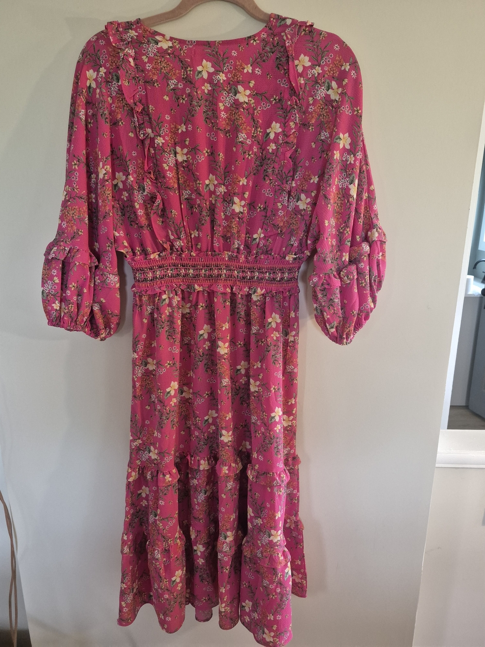 Max Studio Pink Floral Prairie Boho Dress M - Picture 7 of 8